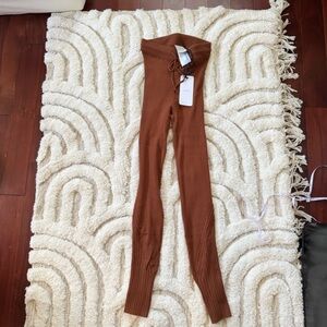 Varley Brown Ribbed Knit Pants